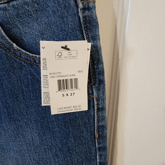 NWT Volcom Women’s Denim Jeans, 1991 Straight Ankle Fit, Size 5 - Picture 3 of 3